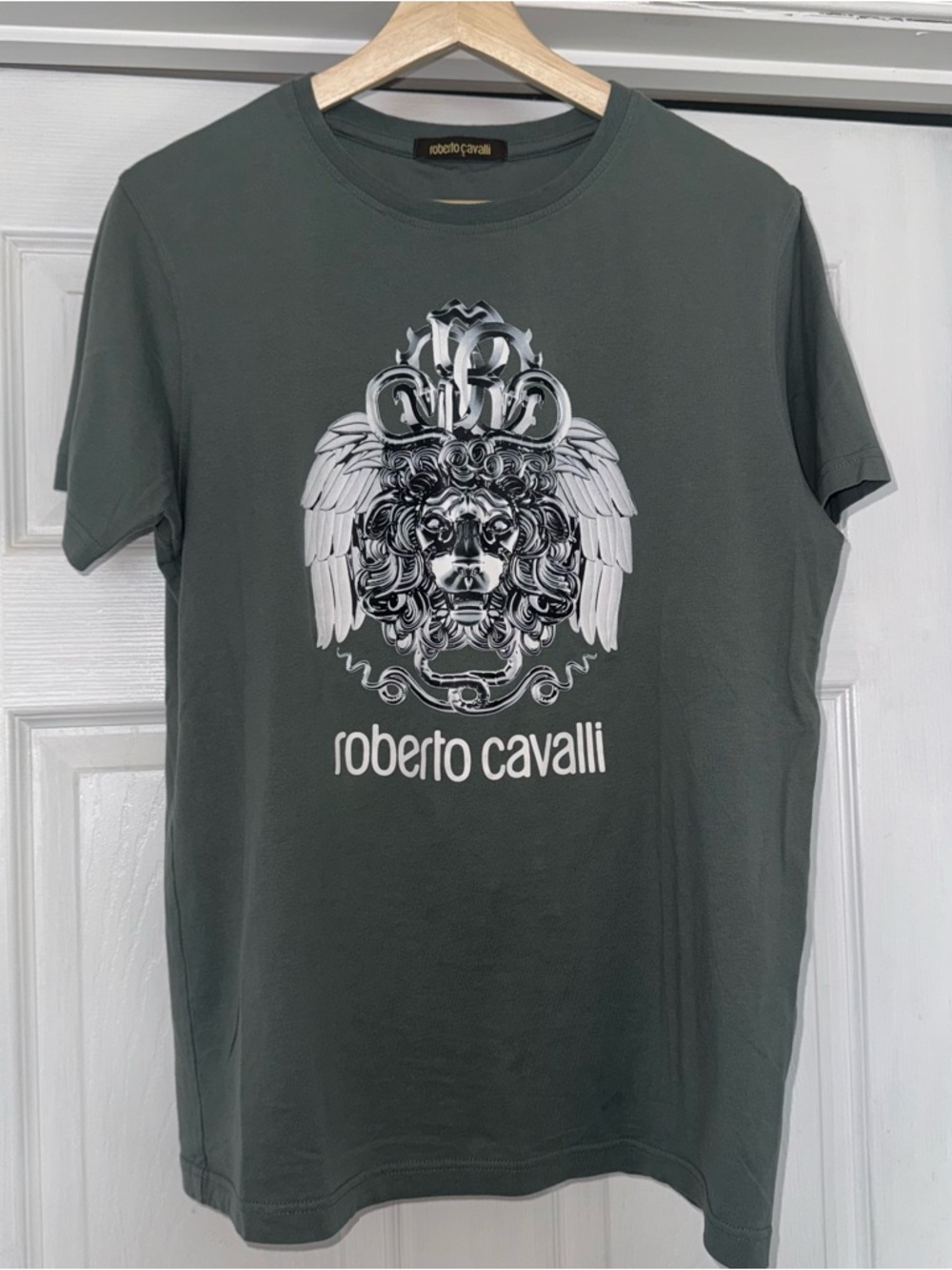 Roberto Cavalli Logo T-Shirt Green M Cotton